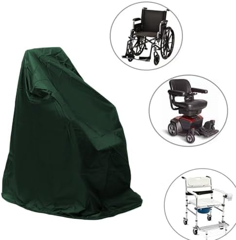 Wheelchair Cover Waterproof Electric Wheelchair Covers for Indoor and Outdoor Travel, 210D Oxford Mobility Scooter Cover for Storage, Prevent Rain Wind Dust Dirt Snow Sun 40x30x40 Inch (Green)