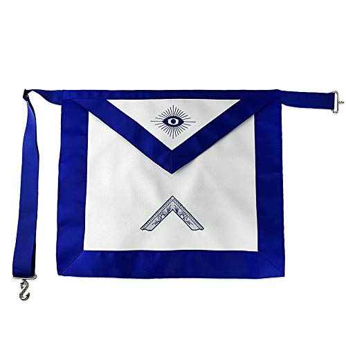 Masonic Apron Administrator Edition Synthetic Leather Blue Grosgrain Ribbon Borders