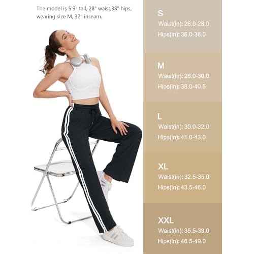Tapata Women's 28/30/32/34 Inseam Track Pants Loose Straight Leg Jogging Sweatpants Warm-Up Sports Athletic Running