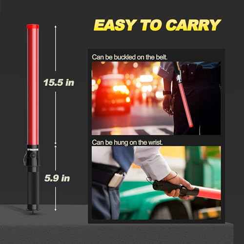4 Pack 21 Inch Traffic Wand, Air Traffic Control Wand with 3 Flashing Modes, LED Multifunction Traffic Safety Baton for Airport, Parking, Car Directing