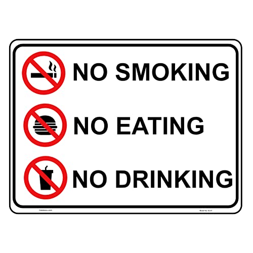 4 Pcs No Smoking No Eating NO Drinking Sign Sticker - 20 cm x 15 cm - Self Adhesive Vinyl Black, White