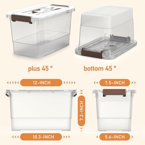 4 Pack-Plastic Storage Bins with Lids and Handle, Clear Plastic Latching Box for Storage, Stackable Storage Containers for Organizing, Multi-Purpose, 7 Quart
