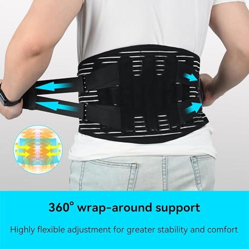 Back Brace for Lower Back Pain Women Men, Adjustable Lumbar Support Brace with Bionic Support System, Breathable Lower Back Brace for Work, Herniated Disc, Sciatica, Scoliosis (Large)