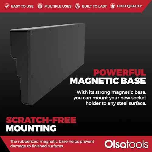 Olsa Tools Magnetic Socket Organizer (3/8-Inch Drive, 3 Row) - Magnetic Tool Organizer & Socket Holder - Tool Box Socket Organizers - Metric Black - Holds 54 Sockets - Professional Grade - Part: 1553