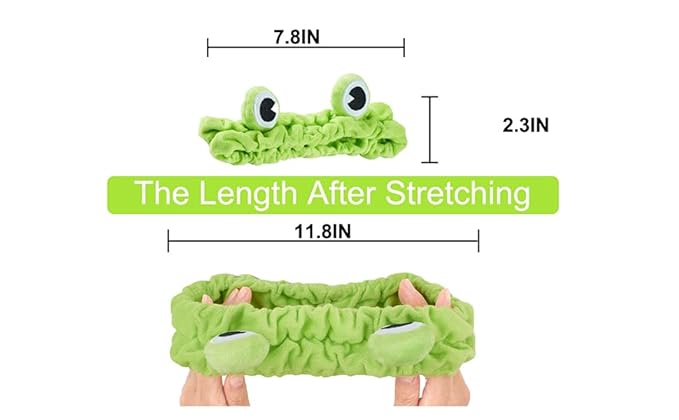 Jowmoy Green Frog Eye Elastic Headband - Versatile for Spa, Skincare, Makeup, Face Wash, Fun Gift for Women (1 Pack)