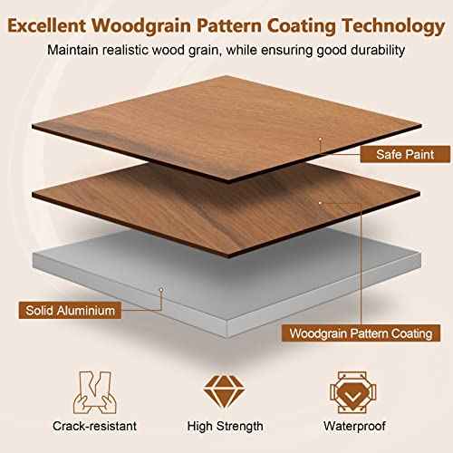COSTWAY Folding Picnic Table, Roll-Up Aluminum Camping Table with Wood Grain, Portable Low Height Beach Table with Carry Bag for Camping, Picnic, BBQ & Hiking, Easy Assembly, Natural (47¡± x 23¡± x 18¡±)