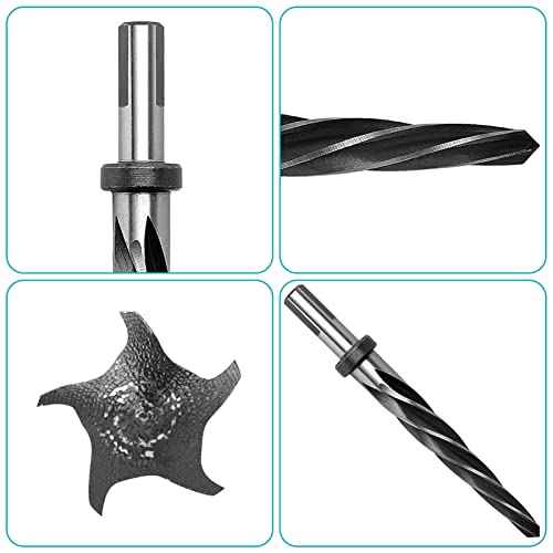 7/8" Reamer Bit for Steel Metal Wood,HSS 7/8" Tapered Reamer Drill Bit Bridge/Construction with 1/2" Shank Chuck Alloy to Align Existing Hole and Enlarge Hole