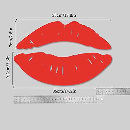2 Sets 3D Large Lips Mirror Wall Stickers, Kiss Shape Wall Art Decals, Acrylic DIY Self-Adhesive Wallpaper Murals for Bedroom, Living Room, Bathroom Home Decor (Silver and Red)¡¦