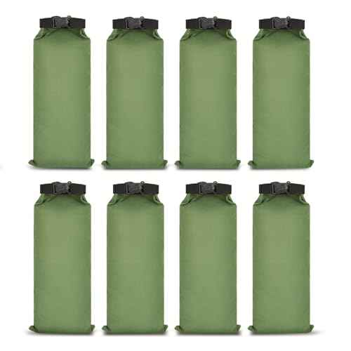 Flood Water Barrier Sand Bags - 8Pcs Thickened Long Canvas Flood Protection Sandbags with Insert Buckle Reusable Quick Flood Barrier for Home Door Window Basement Garage Floor Flood Control - 11"x28"