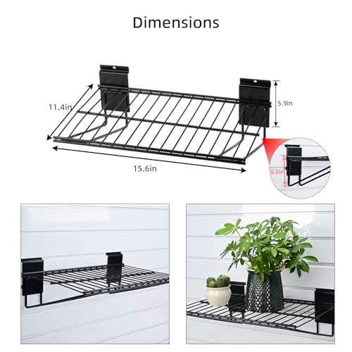 Slatwall Shelves, Slatwall Accessories, Slat Wall Wire Shelf, Heavy Duty Garage Storage Slatwall Shelf(16-Inch Width,2 Pack)