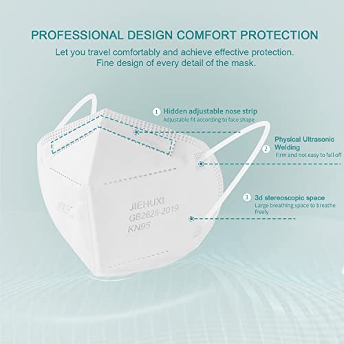 KN95 Face Masks White 20 PCS Individually Wrapped Disposable Breathable 5-Layer Protection Cup Dust Mask