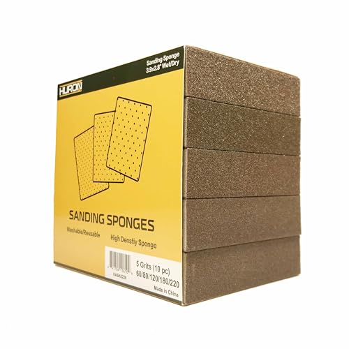 Huron Premium Precision Professional Sanding Sponge Assortment Pack 2 Each 5 Grits 60 to 220 (10 pc)