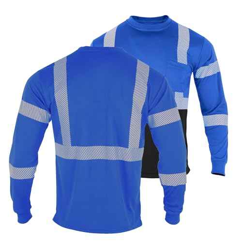 FONIRRA Safety Shirts for Men High Visibility Reflective ANSI Class 2 Hi Vis Construction Work T Shirts Long Sleeve