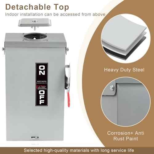 ¡¼Upgrade¡½ 3P 60 Amp Disconnect,Disconnect Switch,Add Ground Design,Non-Fusible,NEMA 3R Standard,Heavy Duty Steel Material,Rust and Corrosion Resistant,for Indoor and Outdoor,120/240v,10-Year Warrnaty