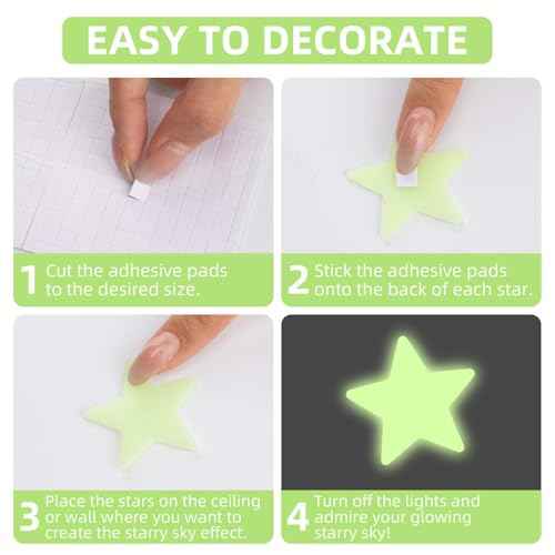 201 Glow in The Dark Stars for Ceiling with Moon, 3 Sizes of Glowing Stars Stickers Kit for Kids Bedroom, Christmas Stocking Stuffers, Wall Decals, Room D?cor