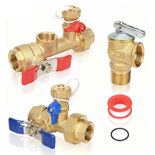 Upgrade 3/4 Inch IPS Isolator Tankless Water Heater Service Valve Kit, Isolation Valve with Pressure Relief Valve, Lead-Free Brass, Compatible with Rheem/Rinnai/EcoSmart/Navien/Noritz/Takagi/Bosch