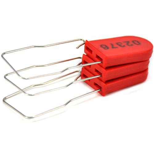 100 PCS Plastic Wire Padlocks, Numbered Plastic Padlocks Security Seals Electric Meter Seal Disposable Anti-Tamper Locks, Red