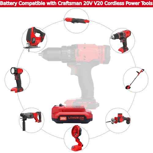2 Pack 20V 3.0Ah Lithium Replacement Battery Compatible with Craftsman 20v V20 Cordless Power Tools, Replacement for V20 20V Battery CMCB202 CMCB201 CMCB204 CMCB206