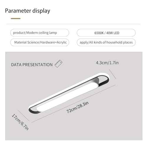 Modern LED Ceiling Light,28.3" Flush Mount Ceiling Lamp,40W 6500K Linear Metal Ceiling Chandeliers Lighting Fixture for Laundry Garage Kitchen Bedroom Dining Room Hallway Closet Aisle
