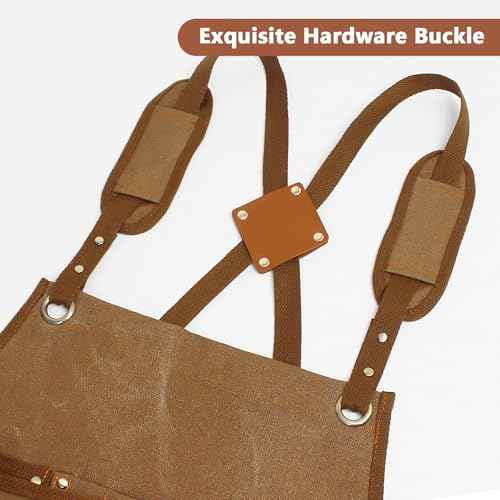 Men's Woodworking Apron with 9 Tool Pockets, Durable Heavy Duty Canvas Work Apron with Adjustable Straps