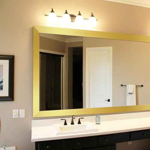 Peel and Stick Wallpaper Border Mirror Edging Tape Sticker for Bathroom Kitchen Table Decoration (Brushed Gold, 32.8ft x 3.9in)