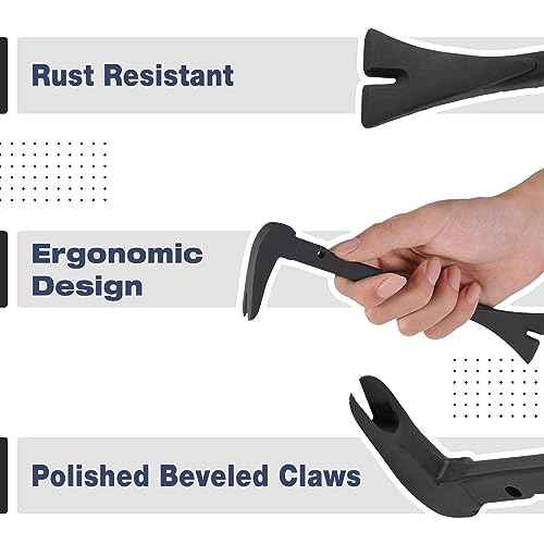 Bates- Cats Paw Nail Puller, 8-Inch, Pry Bar, Mini Pry Bar, Small Pry Bar, Flat Pry Bar, Pry Bars, Tool Pry Bar, Hammer Pry Bar, Crowbar, Nail Puller Tool, Cat Paw, Crowbar Tool, Mini Crowbar