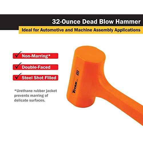 Titan 63142 2-Piece Dead Blow Hammer Set, Includes 2lb & 3lb with Non-slip Diamond Textured Handles, Spark & Rebound Resistant