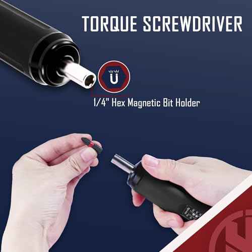 KNINE OUTDOORS Torque Screwdriver Wrench Driver Set 10-70 Inch Pounds lbs for Maintenance with T-bar Handle, 40 Hex Bits, 1/4" Socket, Shaft Extension, For Tools, Bike Repairing and Mounting (Black)