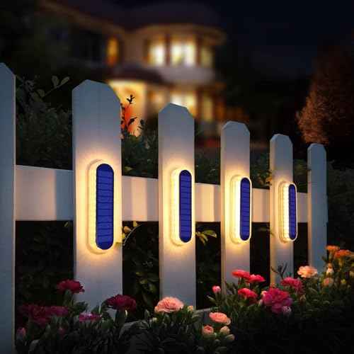 YiLaie Stick on Solar Step Lights Outdoor Waterproof, Small Solar Stair Lights Auto ON/Off for Deck Dock Driveway Mailbox Warm White (8 Pack)