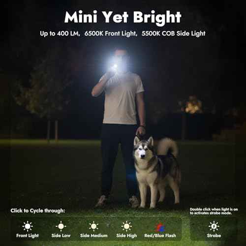 WARSUN T7 EDC Flashlight, Compact Multi-Mode Pocket LED Flashlight, USB-C Rechargeable, IPX4, Dual Material, Red/Blue Strobe (2, Black) (Black-2Pcs)
