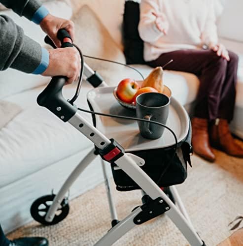 KMINA PRO - Narrow Walkers for Small Spaces, Rollator Seniors, Folding Walker with Wheels, Black