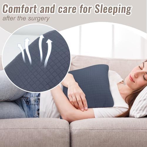 Hysterectomy Recovery Pillow, Post-Surgery Cushion for Abdomen C-Section Tummy Tuck Lumpectomy Myomectomy Patients Must Haves Abdominal Pillow with Pocket (Navy Blue)