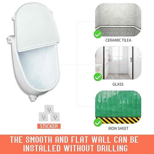 Wall Mounted Commercial Urinal With Hinged Cover Bathroom Washout Urinal for Men Plastic Urinals for Men Waterless Urinal Garage Urinal Urine Diverter Outdoor Urinal For Home Shed Backyard RV (white)