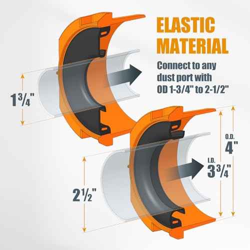 POWERTEC 4" x 20' Flexible PVC Dust Collection Hose with 2pcs Key Hose Clamps and Dust Port Adapter for Table Saw, Band Saw, Planer, Jointer, Woodworking and Woodshop Dust Collection System (70434)