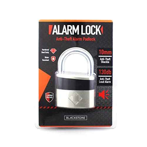 Blackstone Anti-Theft Loud 130db Alarm Padlock Weather Proof Heavy Duty Multi Purpose (10mm Shackle)