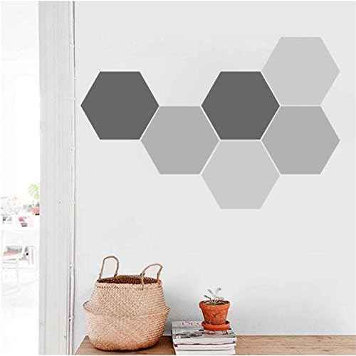 6 Honeycomb Wall Decal Stickers Geometric Hexagons Vinyl Wall Stickers Home Decor 24x28cm D625 (Light Grey+Grey+Dark Grey)
