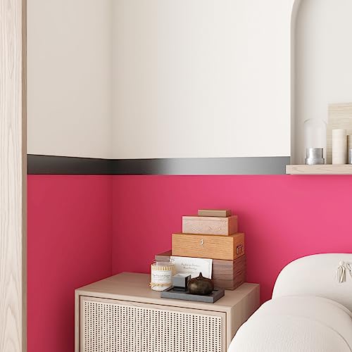LACHEERY Black Border for Bulletin Board Wall Paper Peel and Stick Border Trim for Walls Bathroom Mirror Frame Borders Peel and Stick Wallpaper Black Borders Classroom Modern Removable Vinyl 3"x197"