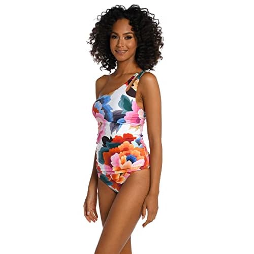 La Blanca womens Island Goddess One Shoulder Keyhole Tankini Swimsuit Top