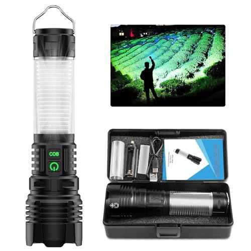 Flashlights High Lumens Rechargeable- Super Bright Tactical LED Flashlight,Powerful USB C Flash Light with 360¡ÆCOB Light, Long Beam 3280Ft,7 Modes,Waterproof Handheld Flashlight for Emergency