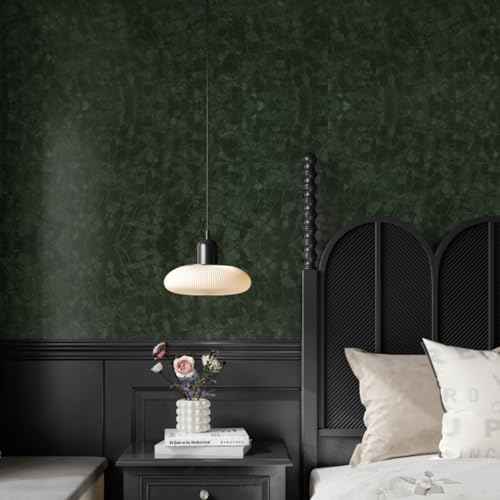 Abyssaly Dark Green Peel and Stick Wallpaper - Modern Textured Embossed Wall Paper - Removable Self Adhesive Vinyl Wrap Waterproof Contact Paper for Bathroom Bedroom Countertops Cabinet Home Decor
