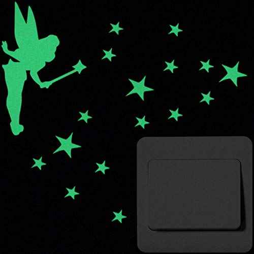 2pcs Luminous Light Switch Decals Glow in The Dark Wish Fairy and Magic Fairy Wall Stickers Light Switch Decor Art Mural Paste
