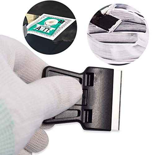 Portable 1.5inch Mini Metal Razor Scraper with 10 Carbon Razor Blades, Putty Knife Set Removing Glue, Stain, Vinyl, Labels, Stickers, Decals, Pack of 2