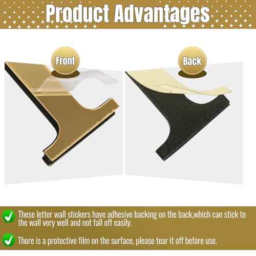 3D Letters for Wall Decor£¬7.87 Inch Gold Elegant Acrylic Letters for Wall Stickers Decor and DIY Home Decoration £¨K,1 pcs£©
