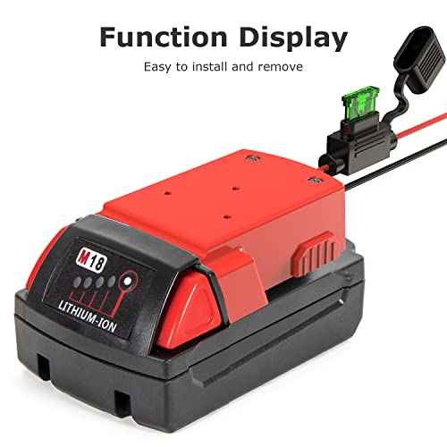 Power Wheels Adapter for Milwaukee, 18V Battery Adapter Power Wheels Battery Conversion Kit with Fuse Holder and 3PCS 30Amp Fuses UIInosoo for DIY, RC Toys and Robotics, Red
