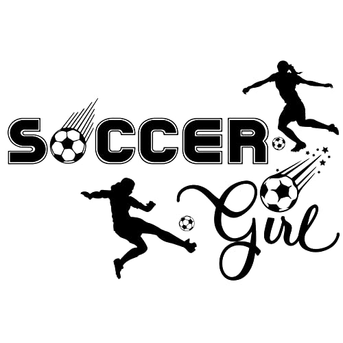 PLIGREAT Soccer Girl Quotes Wall Stickers, Peel and Stick Wall Decals, Removable Vinyl Soccer Ball Football Sticker for Soccer Fans Girls Bedroom Playroom Indoor Stadium Wall Decoration Wall Art Decor