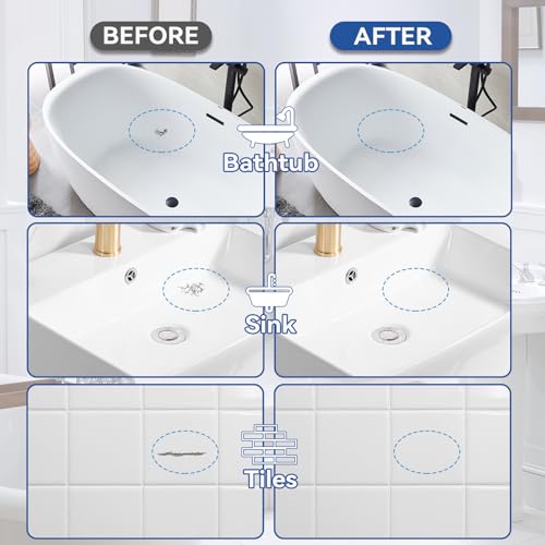 Tub and Tile Paint, White Touch Up Pen for Countertops, Repairs Bathtub, Sinks, and Appliances, Porcelain Paint for Any Scratches Spots