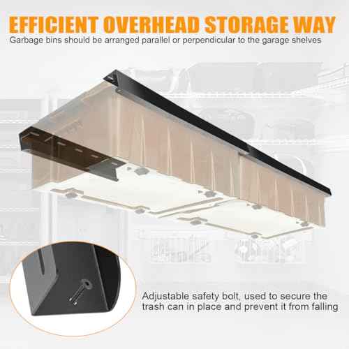 Overhead Garage Storage Rack, Ceiling Garage Storage Bracket, Heavy Duty Ceiling Racks for Garages, Sheds, Storerooms, Adjustable Width and Orientation(Black,1 Bin)
