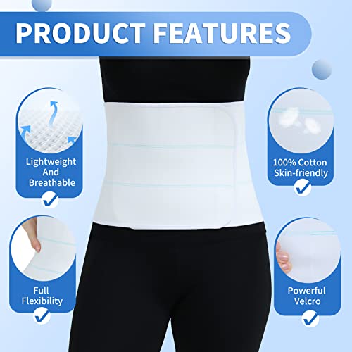 Abdominal Binder Post Surgery Tummy Tuck Belt For Women & Men, Postpartum Belly Band Compression Stomach Wrap, Skin Friendly, Breathable - (30" - 45") 3 Panel - 9"