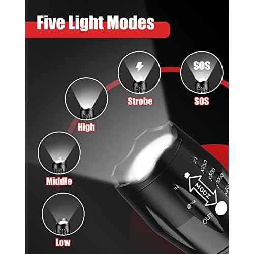 Victoper LED Flashlight 4 Pack, Bright Tactical Torch High Lumens with 5 Modes, Waterproof Zoomable Flash Light for Outdoor, Gifts for Hunting Camping Essentials Gear