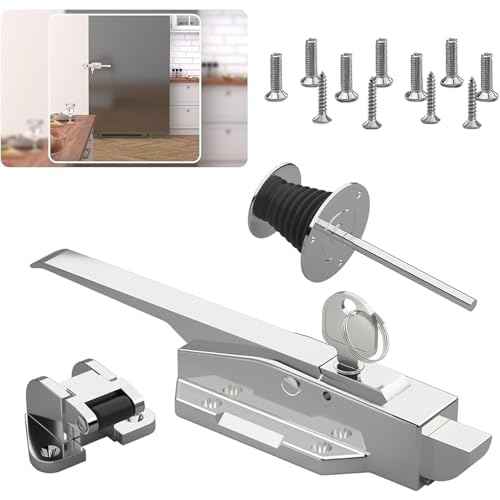 Walk-in Cooler Door Handle, Heavy-Duty Latch Set with Interior Release, Offset -1/8 in to 1/4 in(Flush) and 5.9" Solid Metal Interior Release Handle, Closer Complete Kit for Freezer Rooms, Silver